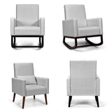 2-in-1 Fabric Upholstered Rocking Chair with Pillow