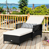 PE Rattan Chaise Lounge Chair Arm Chair Recliner Adjustable with Pillow