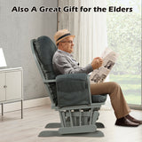 Wood Glider and Ottoman Set with Padded Armrests and Detachable Cushion