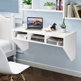 Wall Mounted Floating Sturdy Computer Table with Storage Shelf
