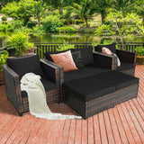 5 Pieces Patio Cushioned Rattan Furniture Set