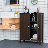 2-Door Bathroom Floor Storage Cabinet with Adjustable Shelf