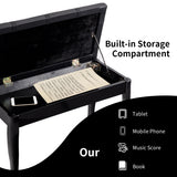 Solid Wood PU Leather Piano Bench with Storage