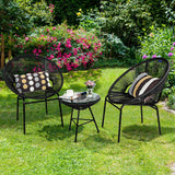 3PCS Patio Acapulco Furniture Bistro Set with GlassTable