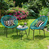 3PCS Patio Acapulco Furniture Bistro Set with GlassTable