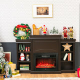 70 Inch Modern Fireplace Media Entertainment Center with Bookcase
