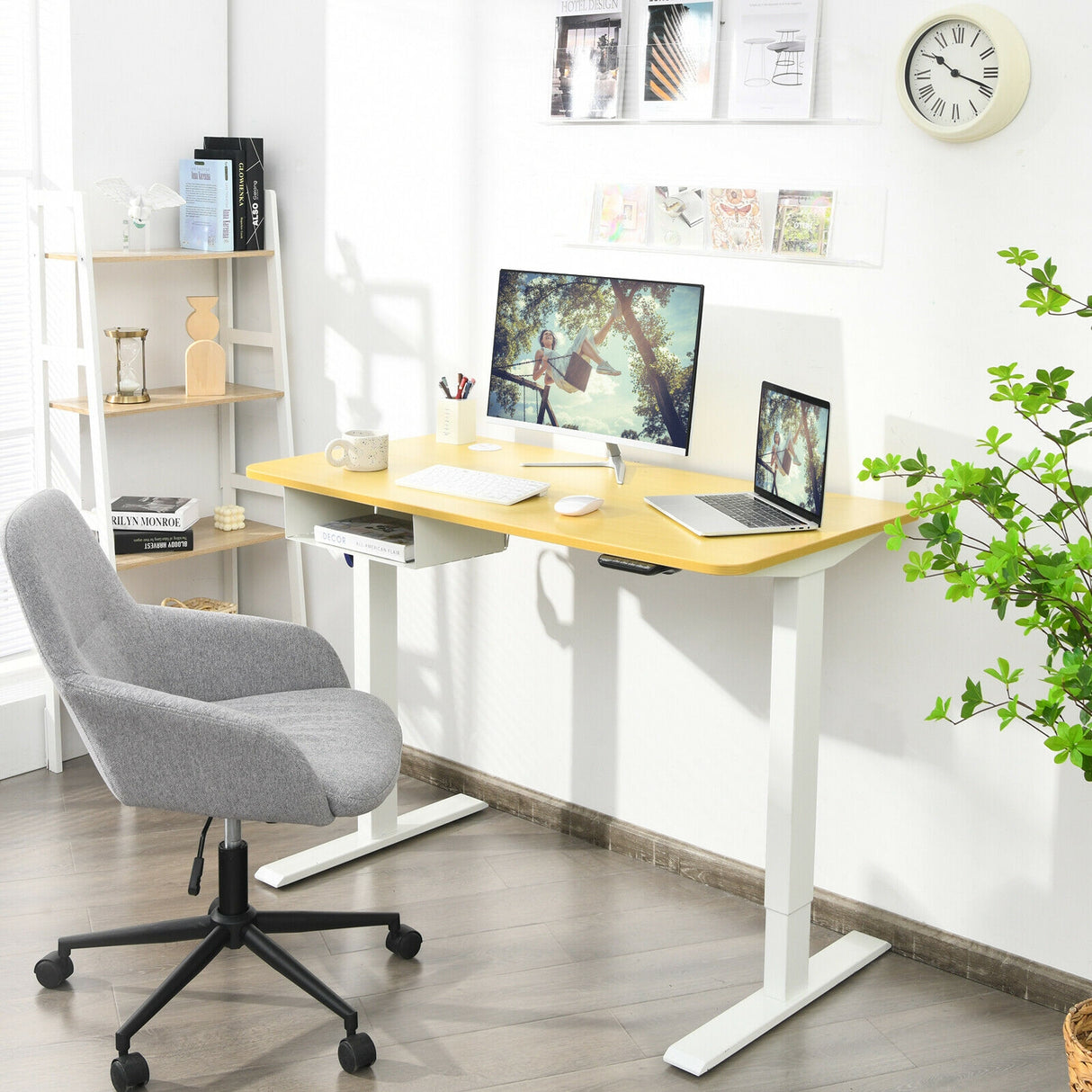 48 Inches Electric Standing Adjustable Desk with Control Panel and USB Port