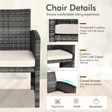 4 Pcs Patio Rattan Furniture Set Top Sofa With Glass Table