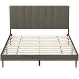 Queen Size Upholstered Bed Frame with Tufted Headboard