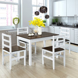 5 Pieces Solid Wood Compact Kitchen Dining Set-Walnut