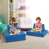 4-Piece Convertible Kids Couch Set with 2 Folding Mats