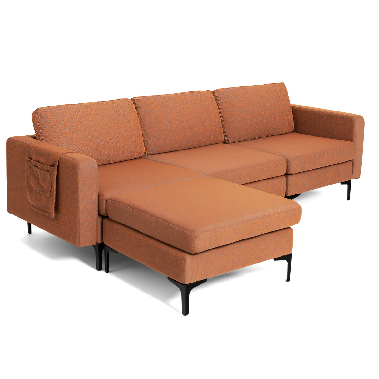 Modular 3-Seat L-shaped Sectional Sofa with Reversible Chaise and 2 USB Ports