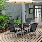 4 Pieces Stackable Patio Dining Chairs Set with Armrest