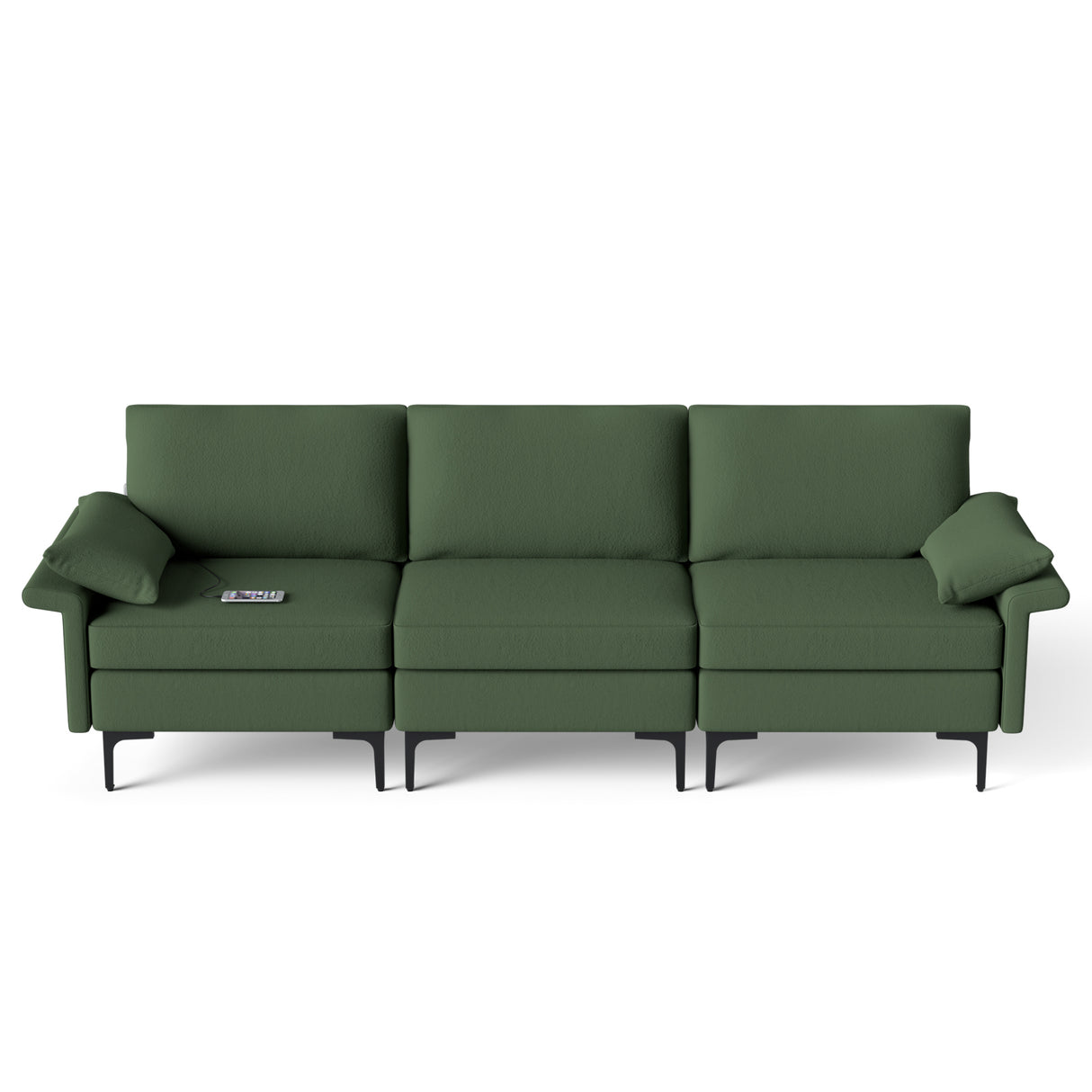Large 3-Seat Sofa Sectional with Metal Legs and 2 USB Ports for 3-4 people