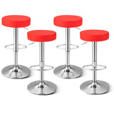 Set of 2 Adjustable Round PU Leather Swivel Barstool with Chrome Footrest