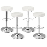 Set of 2 Adjustable Round PU Leather Swivel Barstool with Chrome Footrest