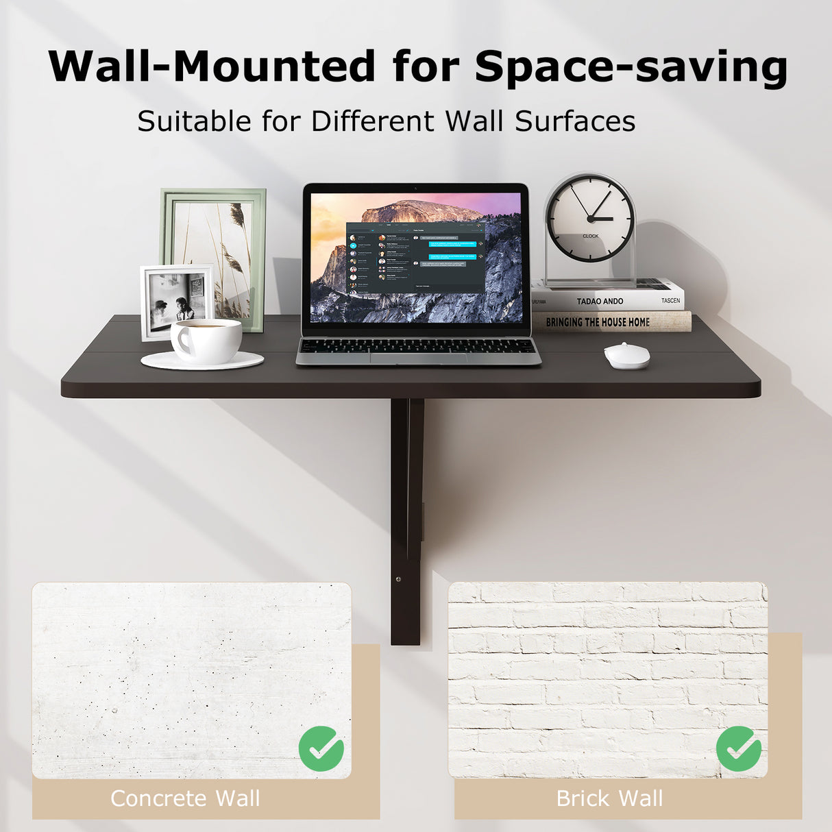 31.5 x 23.5 Inch Wall Mounted Folding Table for Small Spaces