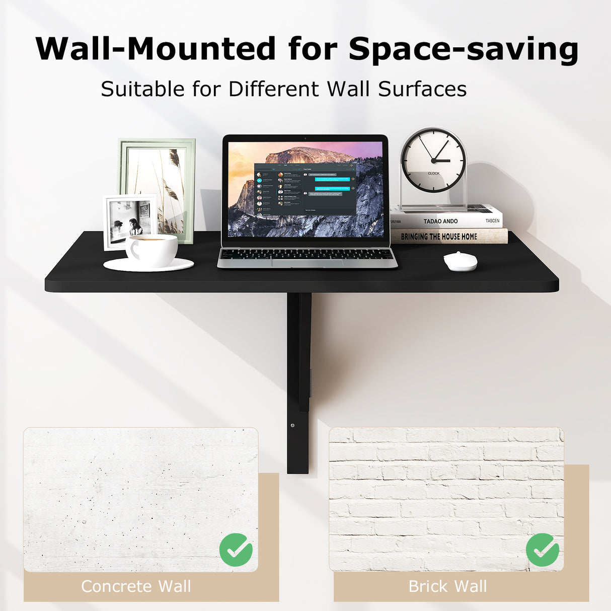 31.5 x 23.5 Inch Wall Mounted Folding Table for Small Spaces