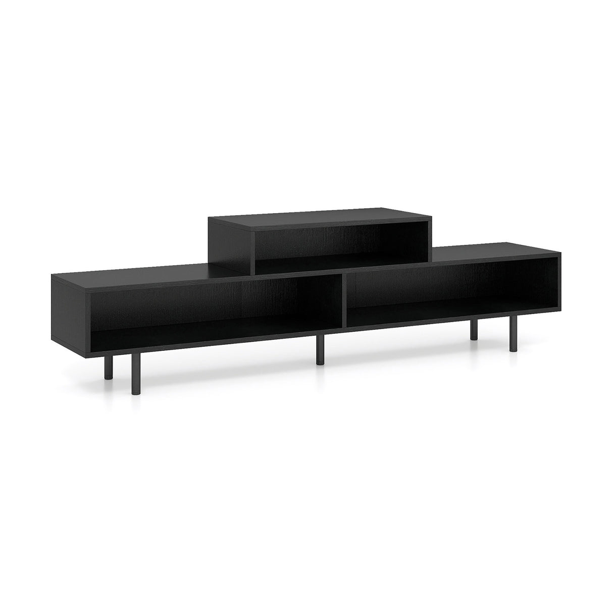 3 Cubby TV Stand for TVs up to 70 Inch with Open Storage Compartments