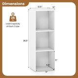 3-Cube Book Shelf Tool-Free Assembly Wooden Bookshelf Modern Bookcase Storage Organizer-White