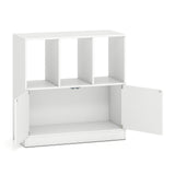 3-Cube Bookcase with Doors 3-Tier Cubic Bookshelf with Open Compartments and Cabinet