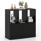 3-Cube Bookcase with Doors 3-Tier Cubic Bookshelf with Open Compartments and Cabinet