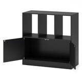 3-Cube Bookcase with Doors 3-Tier Cubic Bookshelf with Open Compartments and Cabinet