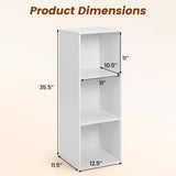 3-Cube Bookcase with 2 Anti-tipping Kits and Cubby Storage Organizer for Home Office-White