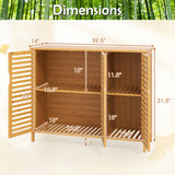 3-Door Bamboo Bathroom Cabinet with Shelves-Natural