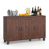 3-Door Buffet Sideboard with Adjustable Shelves and Anti-Tipping Kits-Brown