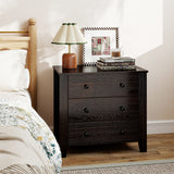 3-Drawer Dresser Wide Chest of Drawers Modern Large Nightstand Closet Storage Organizer-Dark Brown