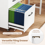 3-Drawer Mobile File Cabinet with Open Storage Shelves and Wheels for Letter A4 Size-White