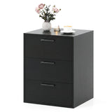 3 Drawer Nightstand with Wood Grain Finish and Storage for Living Room Bedroom Study