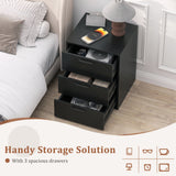 3 Drawer Nightstand with Wood Grain Finish and Storage for Living Room Bedroom Study