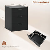 3 Drawer Nightstand with Wood Grain Finish and Storage for Living Room Bedroom Study