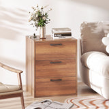 3 Drawer Nightstand with Wood Grain Finish and Storage for Living Room Bedroom Study