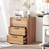 3 Drawer Nightstand with Wood Grain Finish and Storage for Living Room Bedroom Study