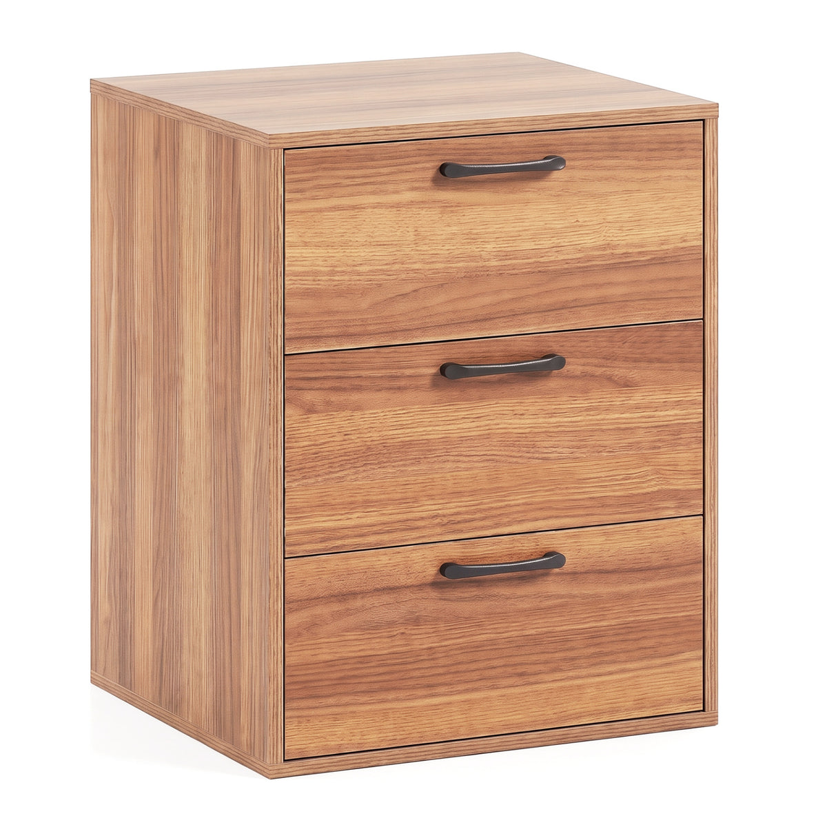 3 Drawer Nightstand with Wood Grain Finish and Storage for Living Room Bedroom Study