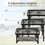 3-Height Folding Picnic Table with Large Storage Net and Handle-Black