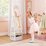 3 In 1 Kids Jewelry Cabinet with 3-Color Lighted Full Length Mirror