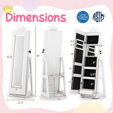 3 In 1 Kids Jewelry Cabinet with 3-Color Lighted Full Length Mirror and Internal Mirror
