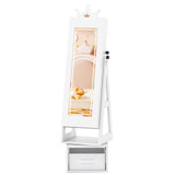 3 In 1 Kids Jewelry Cabinet with 3-Color Lighted Full Length Mirror