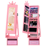 3 In 1 Kids Jewelry Cabinet with 3-Color Lighted Full Length Mirror