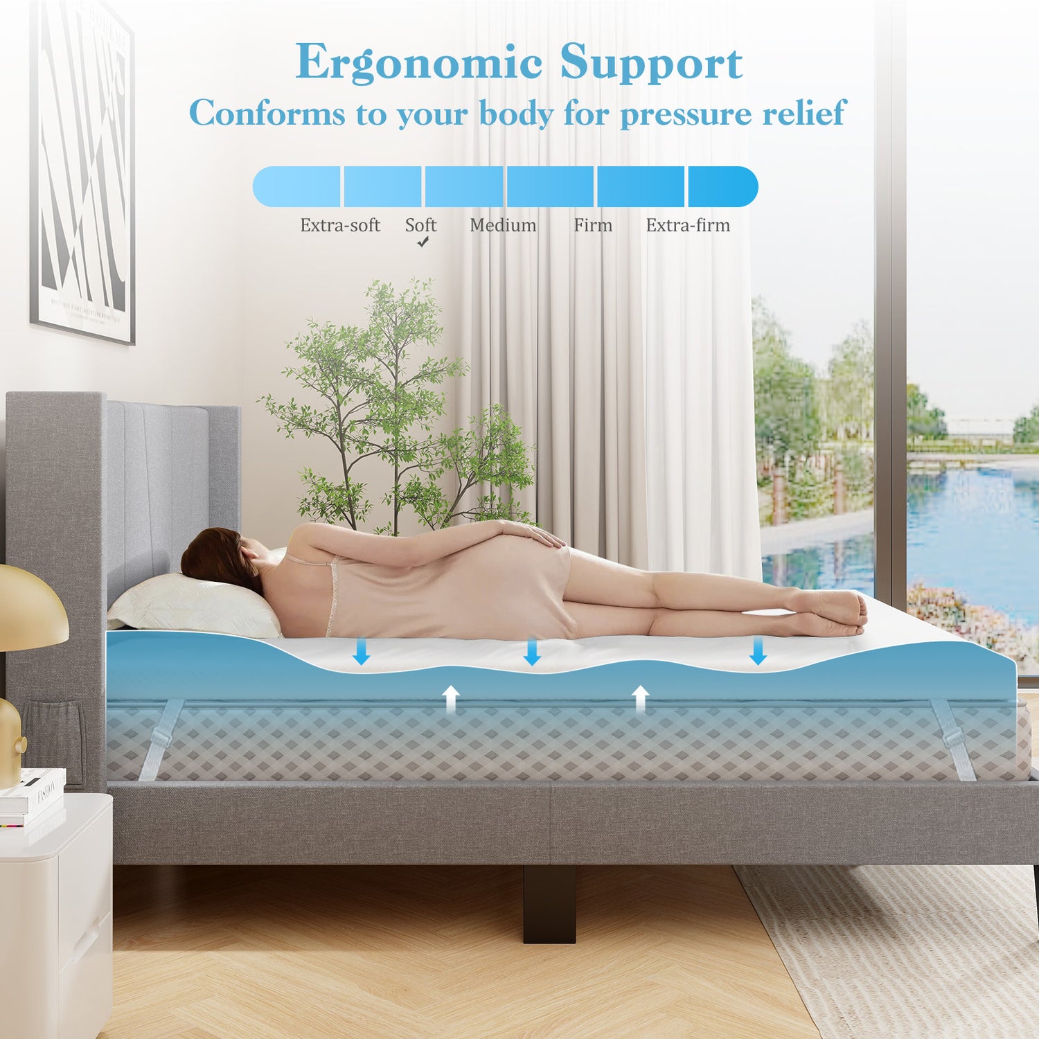 3 Inch Gel-Infused Memory Foam Mattress Topper with Removable Cover