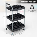 3 Layer Detailing Tool Utility Cart Tool Organizer Mobile Rolling Cart with Multiple Divider-Black