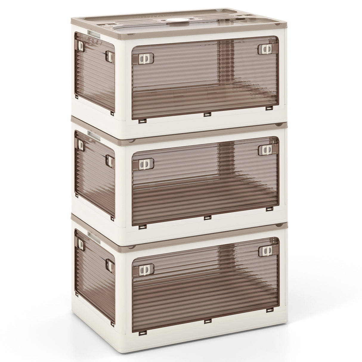 3-Pack Stackable Storage Bins with Lids with 5 Opening Ways