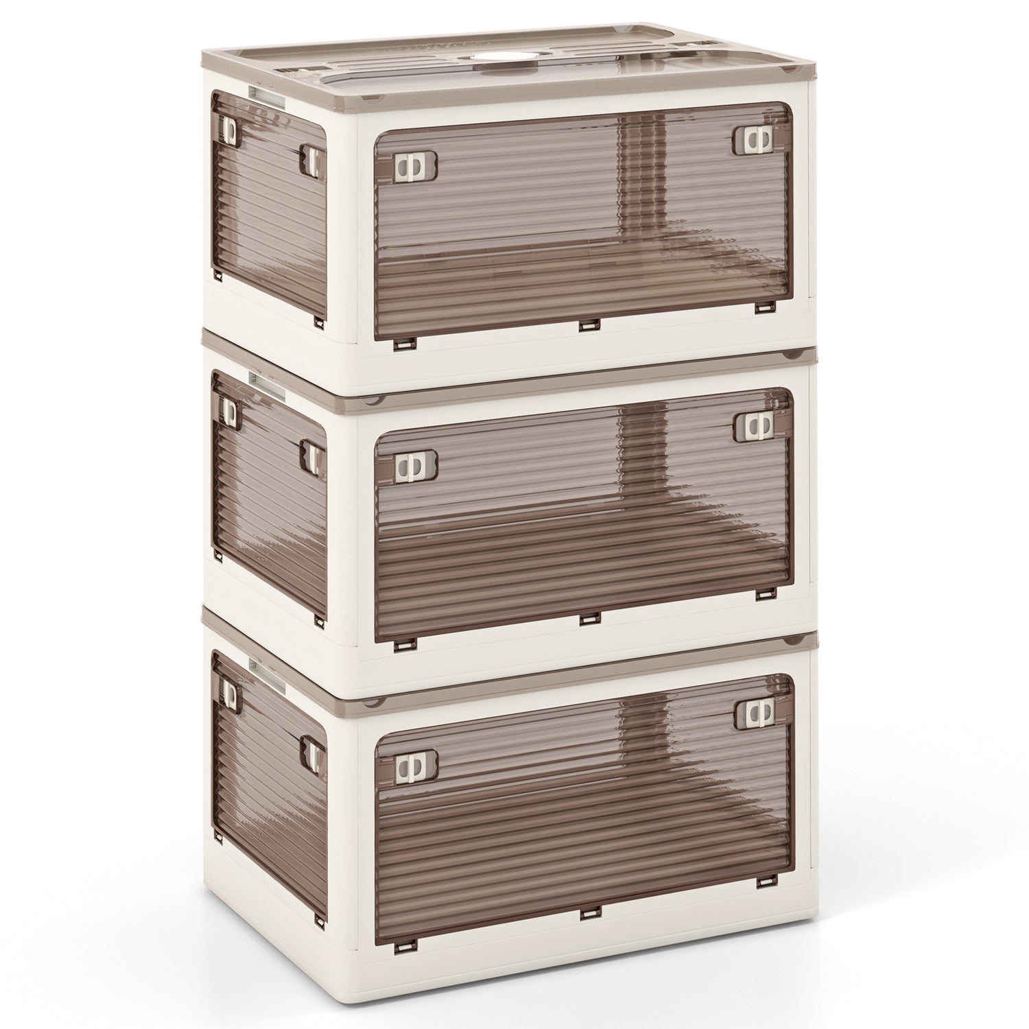 3-Pack Stackable Storage Bins with Lids with 5 Opening Ways