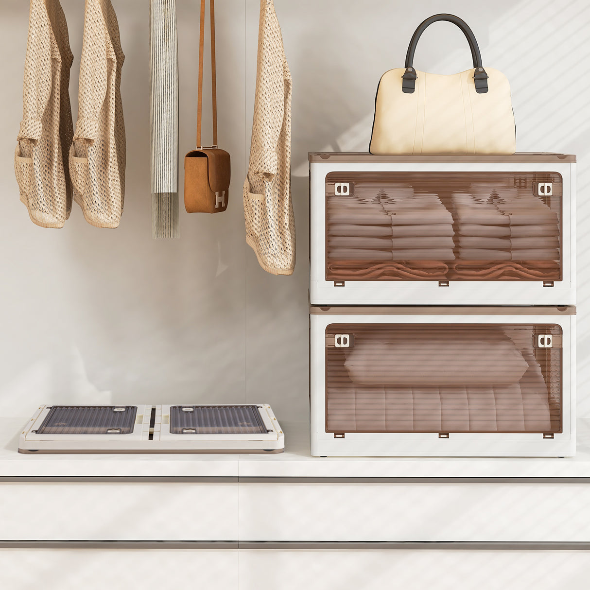 3-Pack Stackable Storage Bins with Lids with 5 Opening Ways