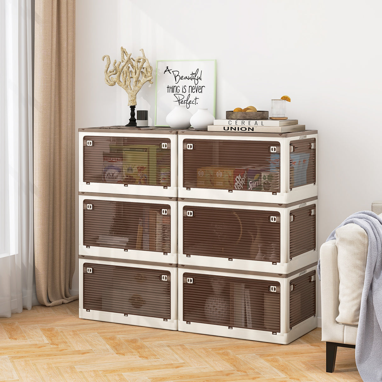 3-Pack Stackable Storage Bins with Lids with 5 Opening Ways