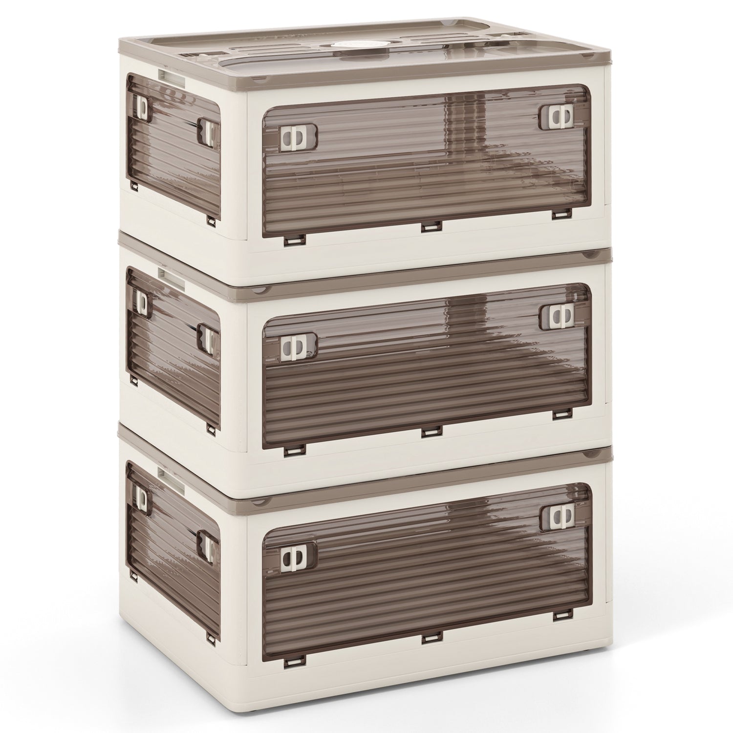 3-Pack Stackable Storage Bins with Lids with 5 Opening Ways